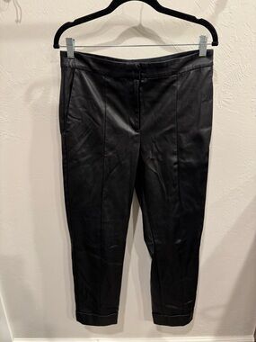 Ann Taylor Black Faux Leather Tapered Pants
